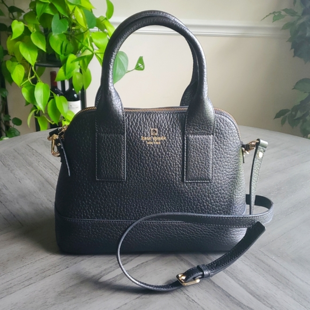 Kate Spade Black Satchel with Pebbled Leather and Top Handle